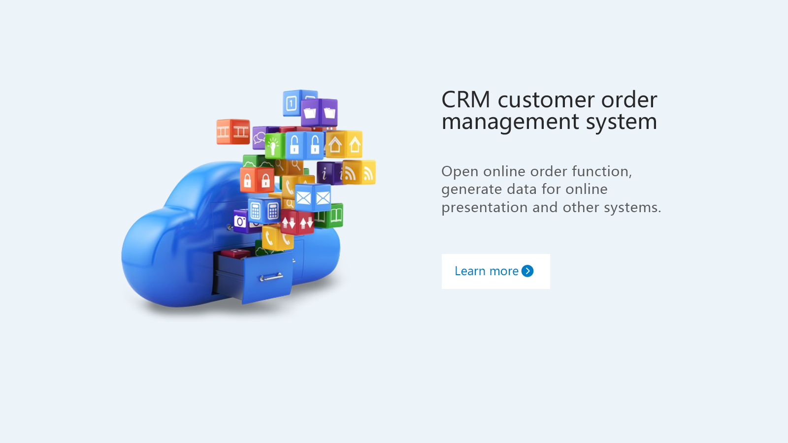 CRM customer order management system
                    Open online order function, generate data for online presentation and other systems.